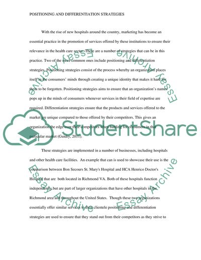 Differentiation Strategies in the Hospital