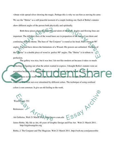 James Robie Art Gallery Visit Assignment