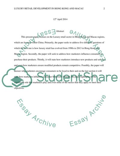 Luxury Retail Development in Hong Kong and Macau