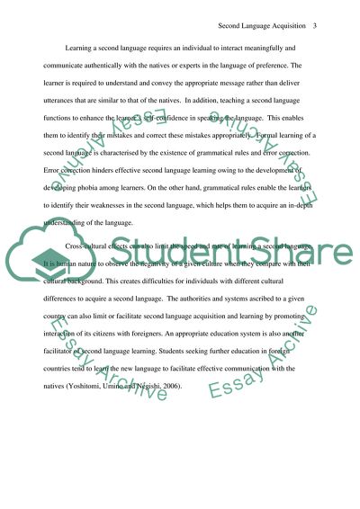 Second Language Acquisition and Learning