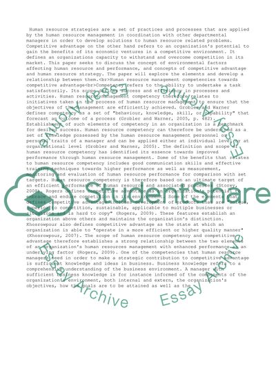 Competitive Advantage And Human Resource Strategy