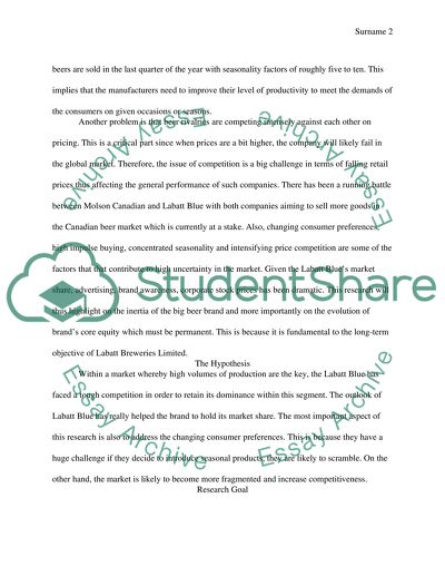 Labatt Blue Marketing Paper