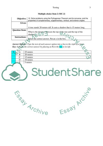 Education Testing Assessment Selection and Development