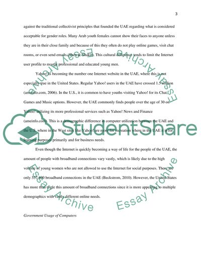 Computer Utilization in the UAE as Compared to the US