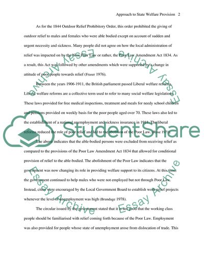 Approaches to State Welfare Provision