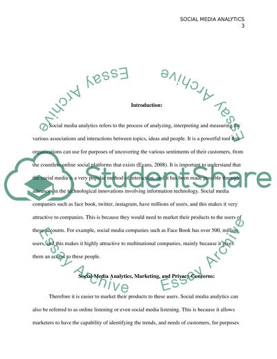 Social Media Analytics, Marketing, and Privacy Concerns