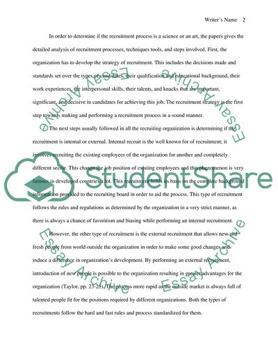 Employee Recruitment and Employee Selection Processes