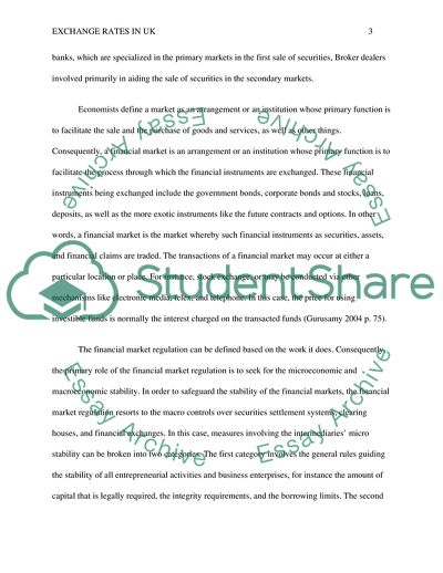 Several Aspects of Exchange Rate in the UK