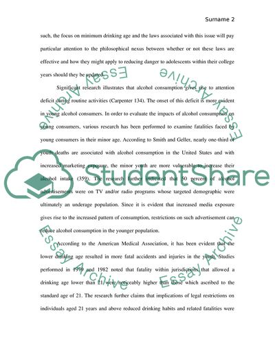 College Culture and Minimum Legal Drinking Age