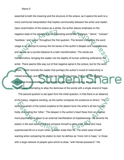 The Empowered Voice of Absence - Shakespeares Sonnet Number 29