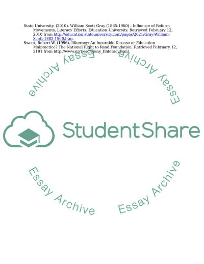 Effectiveness of Educational Reform Movements: The Literacy Efforts of William S. Gray