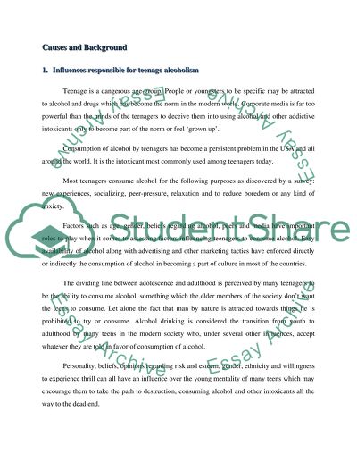 Social Work Program For Prevention Of Alcohol Abuse By Teenagers