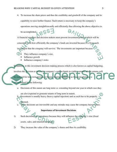 Capitol Budgeting Long Term Financing