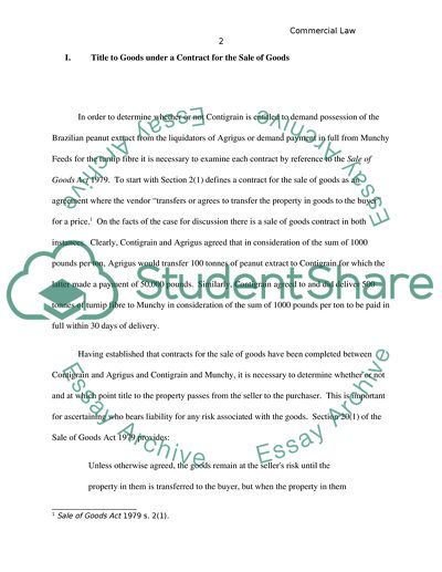 The Sale of Goods between Contigrain and Agrigus