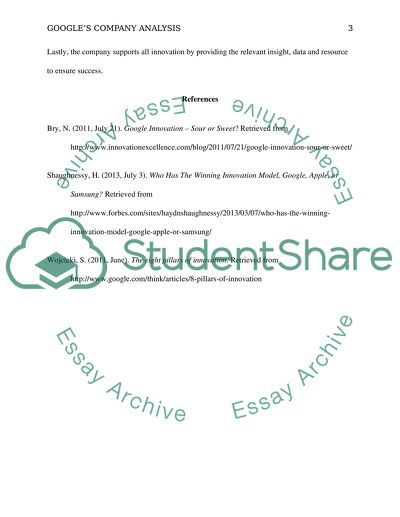 The Analysis of Google Company
