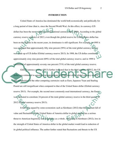 US Dollar and US Hegemony