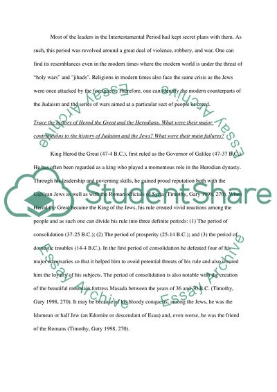 The Failures and Contributions of Herod the Great and the Herodians to the history of Judaism