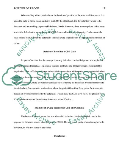 What is the burden of proof for civil case and a criminal case