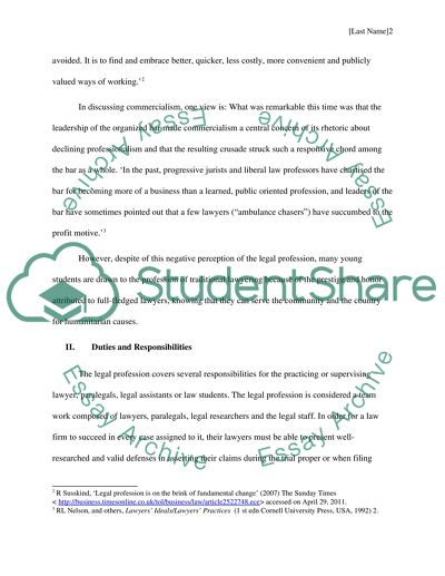 Analysis of The Legal Profession