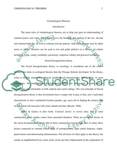 The Main Roles of Criminological Theories