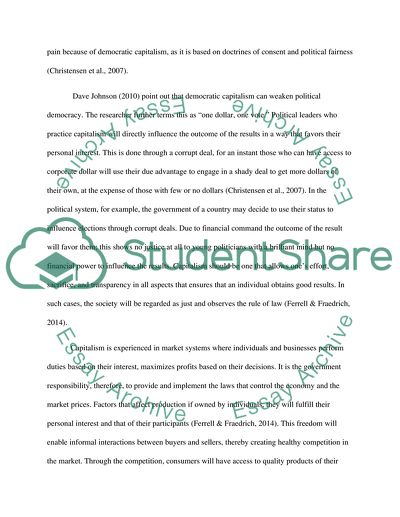 Capitalism: Ethical Issues Regarding Economic Justice