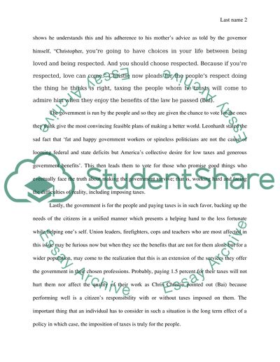 Arguments on the Imposition of Taxes