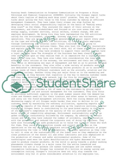 Communication on Progress