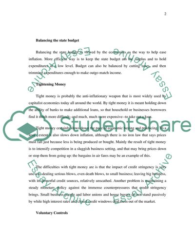 The Governments Control of the Rate of Inflation within an Economy