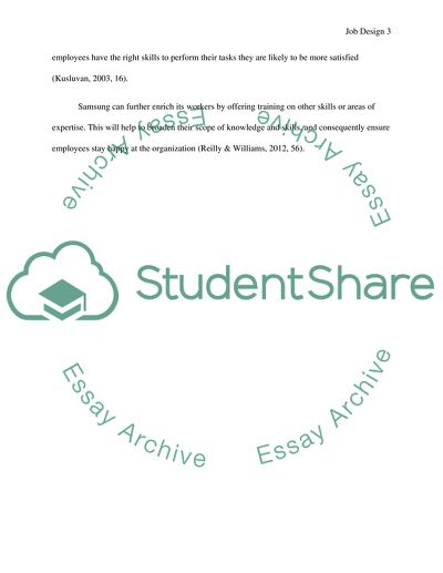 Compare Samsung and McDonalds Job design and how Samsung can further enrich its workers