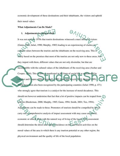 Adjustments to the Impacts of Tourism