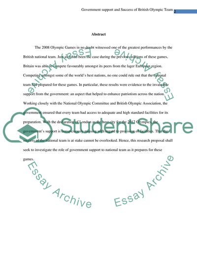 Government Support of British Olympic Team at the Olympic Games 2008