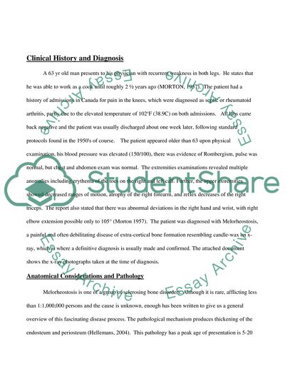 Clinical History and Diagnosis of Melorheostosis