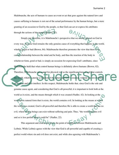 Malebranche and Leibniz Solution to Evil