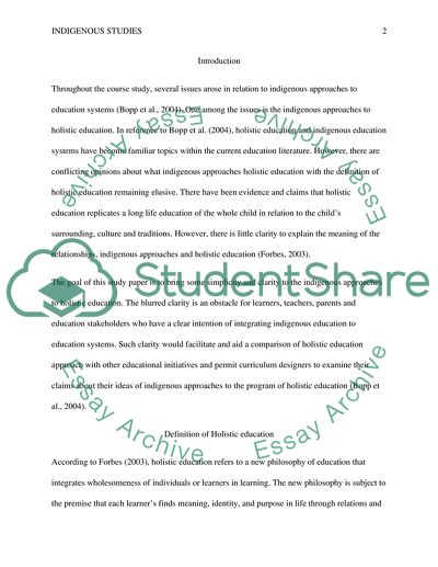 Indigenous Approaches to Holistic Education