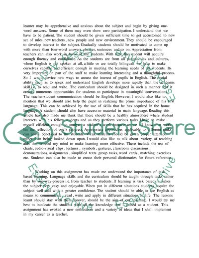 Teaching English as an additional language