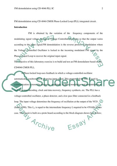 FM Demodulation Using CD 4046 CMOS Phase-Locked Loop Integrated Circuit