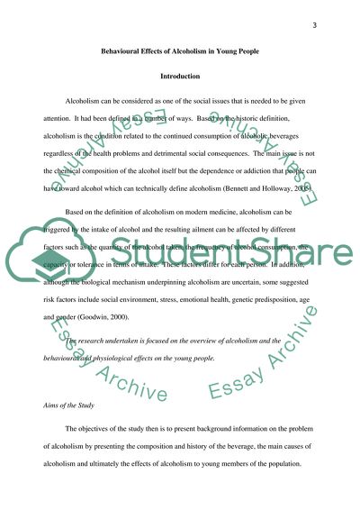 Behavioural effects of alcoholism in young people