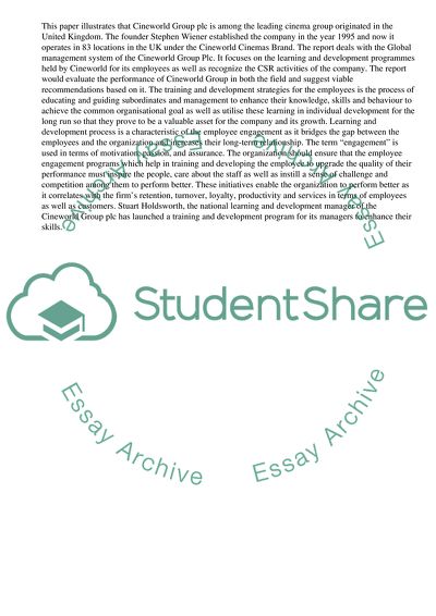 Global Management of Cineworld Group Plc