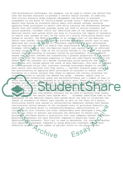 Economics and Health Care