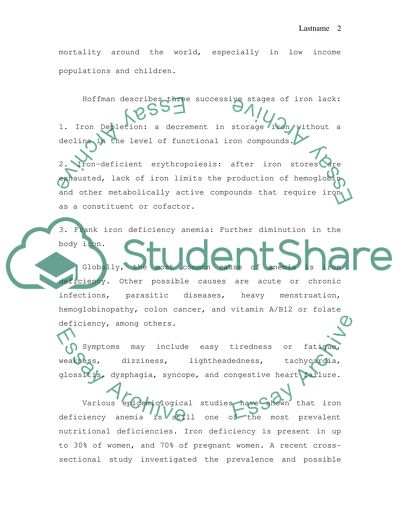 Iron Deficiency Anemia And Its Implications