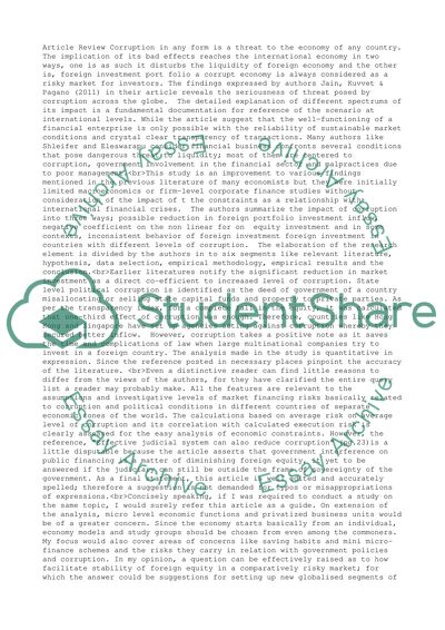 The Impact of Corruption on Liquidity, and Foreign Equity Investments in International Capital Markets