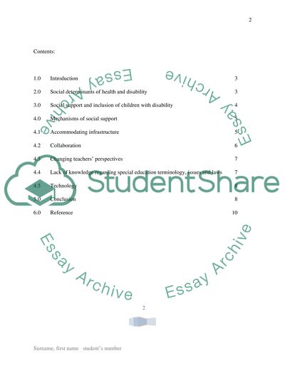 Social Support to Children with Disability in the Education System in Australia