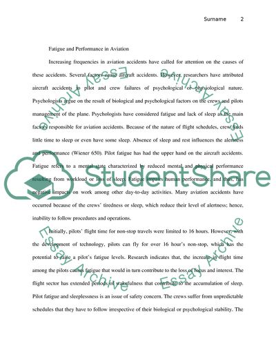 Fatigue and Performance in Aviation