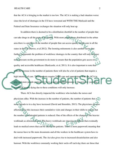 The Impact of the Affordable Care Act on Health Care