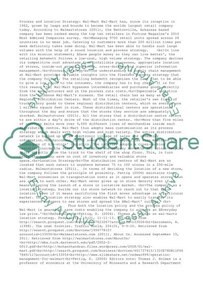 Process and Location Strategy: Wal-Mart