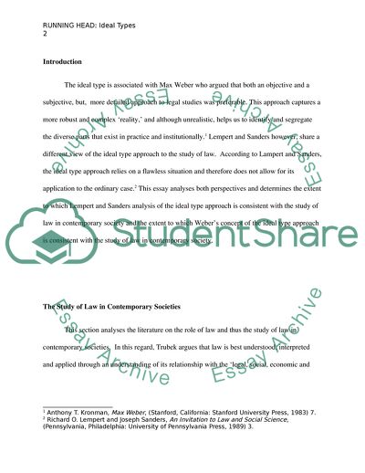 The Benefits and Limits of the Ideal Type Approach for the Study of Law in Contemporary Societies