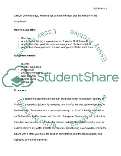 Analysis of Vitamin C content of Soft Fruit Drinks