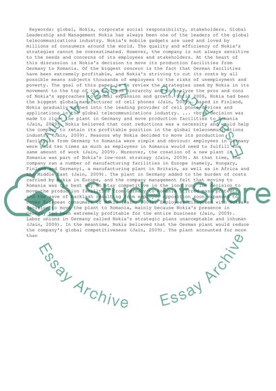 Global Leadership and Management - Nokia