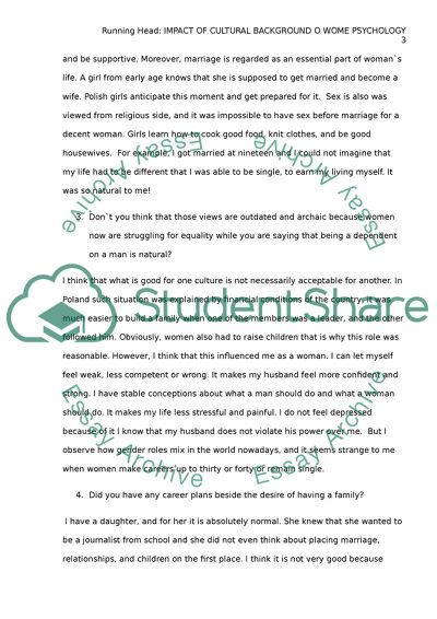 The Relationship of Culture and Womens Psychology