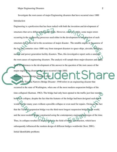 The Root Causes of Major Engineering Disasters that Have Occurred since 1800